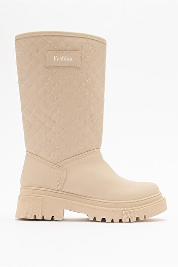 Ccway Non-Slip Quilted Women's Boots Cream Emerald