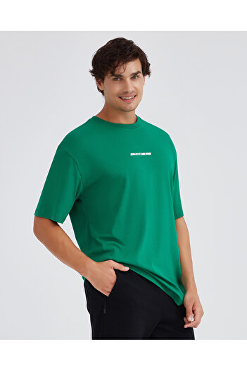 SKECHERS M Graphic Tee Oversize T-Shirt S232404- Men's T-Shirt Green