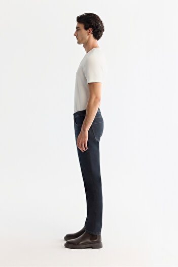 Avva Men's Anthracite Distressed Washed Stretch Berlin Slim Fit Jean Pants A42Y3531