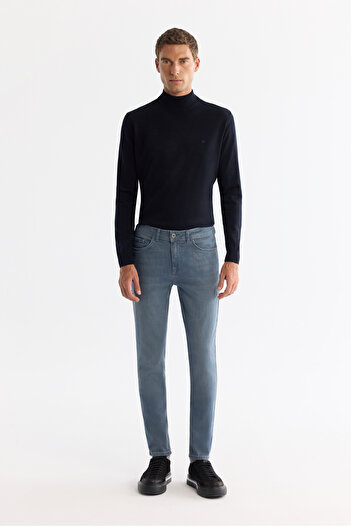 Avva Pantaloni de blugi pentru bărbați, albastru, învechiți, spălați, elastici, Berlin, slim fit, A42Y3505