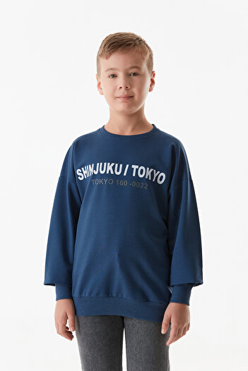 Fulla Moda Hanorac pentru băiat cu guler rotund cu imprimeu text Tokyo