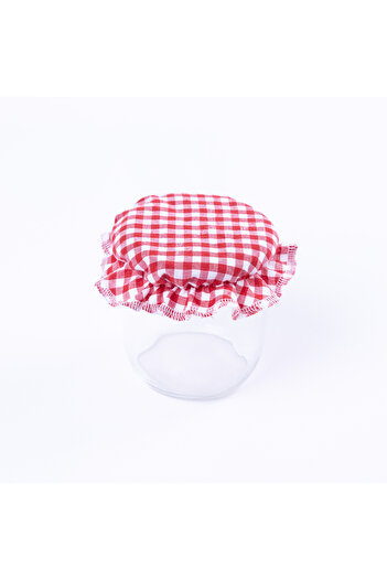 Bimotif Jar Lid Ornament, Small Checkered Red 12 Pieces