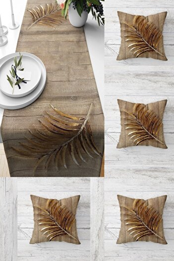 on the clouds Gold Leaf Wood Pattern Table Different Ranir Models Decorative 4-Piece Throw Pillow Cover Set