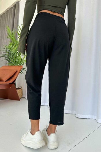Mine Tan Butik Arkası Lastikli Balon Pantolon - Siyah