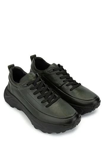 Tamer Tanca Men's Genuine Leather Khaki Analin Sneakers & Sports Shoes
