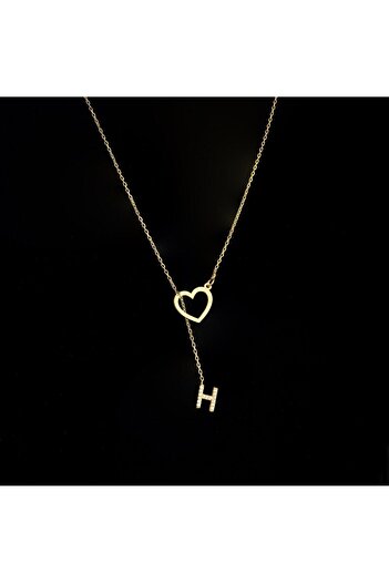 Ay Accessories Kişiye Özel Baş Harfli Kalp Y Kolye 925 Ayar