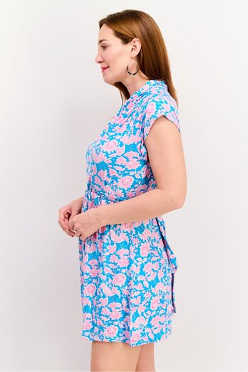 French Connection Women Floral Print Mini Dress, Blue