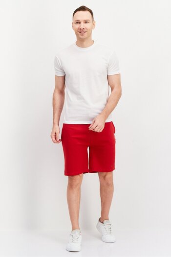 Crosshatch Men Drawstring Brand Logo Basic Shorts, Red