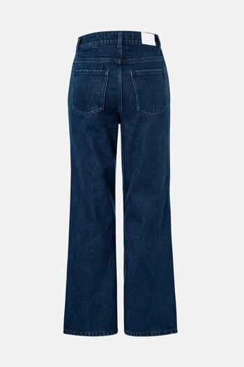Tchibo Women Regular Fit Plain Wide Leg Jeans, Blue