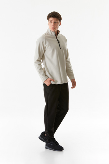 Fulla Moda Basic Half Zippered High Collar Sweatshirt