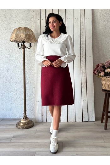 KÜÇÜĞÜM BUTİK Burgundy Short Skirt