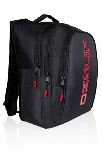 LUGMO Red Three-Compartment School and High School Bag - With Back Support and Emblem