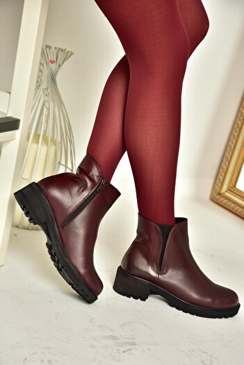 Fox Shoes J654011903 Bordo Hakiki Deri Kadın Bot