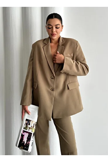 Laluvia Khaki Washington Blazer Jacket