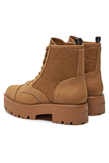 Guess Kadın Kumaş Desenli Bağcıklı Kahverengi Günlük Ayakkabı FLTSLR LEM10-BROWN