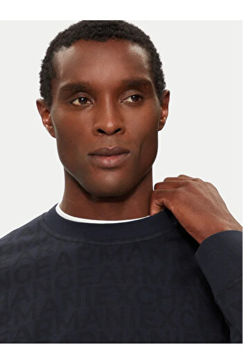 Armani Exchange Navy Blue Men's Sweatshirt - Regular Fit, Long Sleeve, Brand Logo Detail 6Dzmjk Zjzgz-55Jw