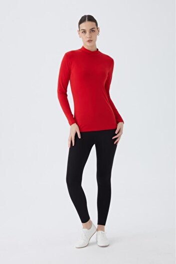Almila Turtleneck Long Sleeve Women's Body T-Shirt 2047-Cotton Lycra Stand Collar Bodysuit