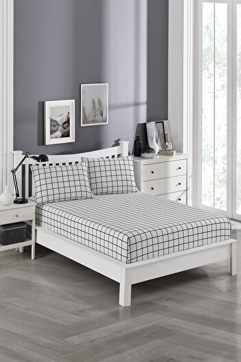 Lydia Home Printed Ranforce Fabric Elastic Fitted Padded Sheet Set