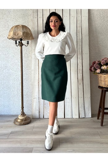 KÜÇÜĞÜM BUTİK Emerald Green Short Skirt