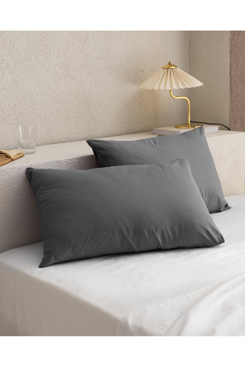 Madame Coco Manon Anthracite 2-Piece Flat Pillowcase Set - 100% Cotton Ranforce