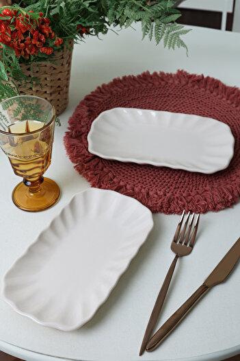 Keramika Sirius Cream Boat Plate - 23 Cm, 2 Pieces, 030