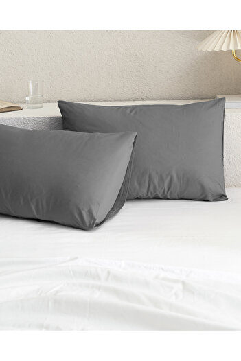 Madame Coco Manon Anthracite 2-Piece Flat Pillowcase Set - 100% Cotton Ranforce