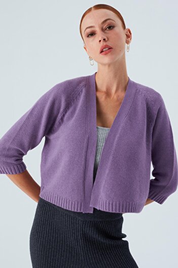Peraluna Reglan Sleeve Cashmere Blend Short Women's Knitwear Bolero - Dark Lilac