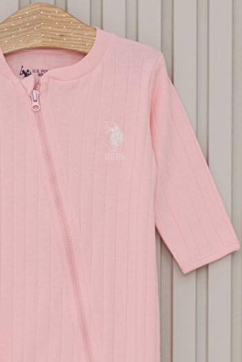 U.S. Polo Assn. Us Polo Assn. Usb2144 Baby Girl Booties Jumpsuit A.Pink