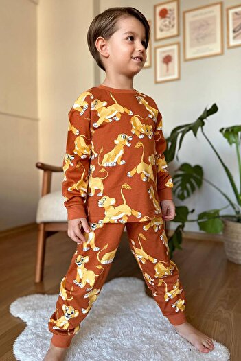 Riccotarz Boy's Lion King Printed Combed Cotton Tile Pajama Set