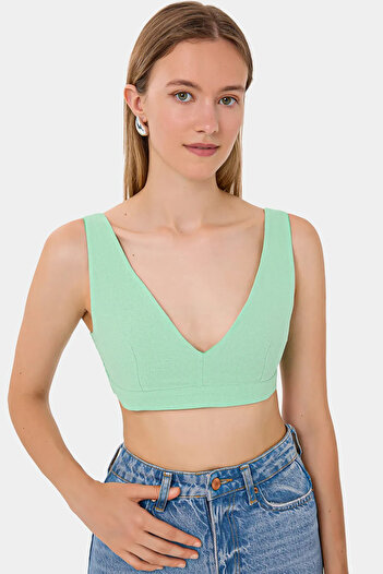 Hiccup Sleeveless V-Neck Woven Crop Top