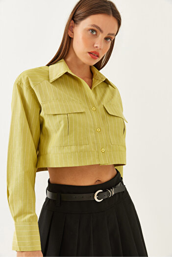 Bianco Lucci Γυναικείο ασύμμετρο πουκάμισο Robe Crop 4496 60251916