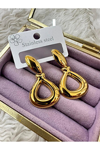YASİN TOPÇU Steel Gold Earrings
