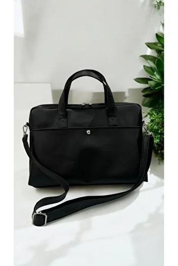 ErcanBag حقيبة كمبيوتر محمول سوداء لجهاز iPad - مع حزام