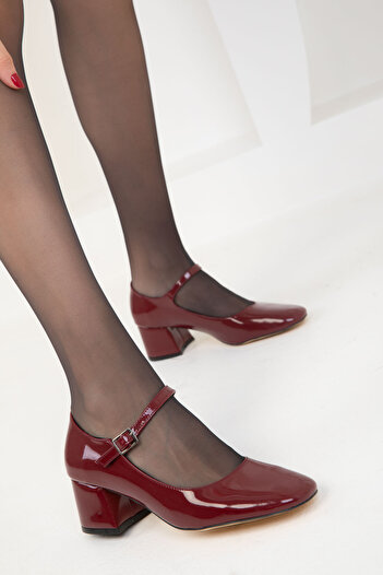 SOHO Claret Red Patent Leather Women's Classic Heeled Shoes 18447