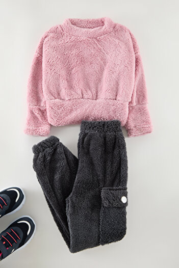 TRENDYOLKIDS Powder Textured Knitted Bottom-Top Suit Tkdaw25Au00132