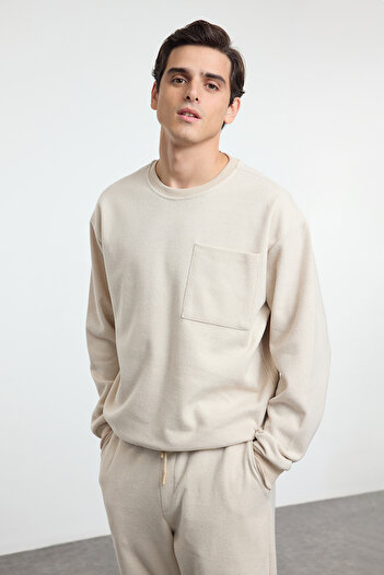 Trendyol Collection Σετ φόρμας Unisex Oversize - Stone TMNAW25EM00003