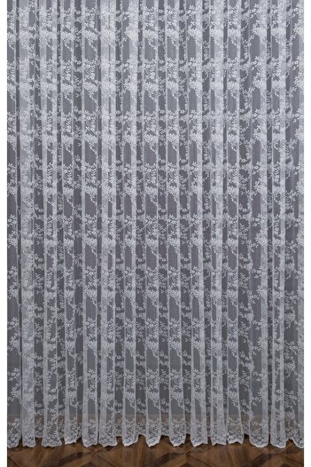 Esse Home Flower Pattern Knitted Tulle Curtain, 450x270, Sparse Pleat, 1/2