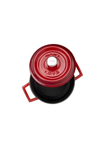 Lava Cast Iron Pot 18 Cm Red Deep Pot