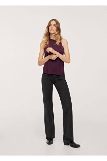 MANGO Woman Women's Burgundy Strappy Stretch Top