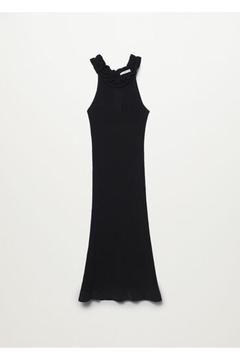 MANGO Woman Kadın Siyah Sırtı Cut Out Kesimli Elbise