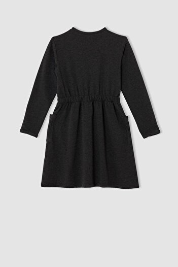 DeFacto Kız Çocuk Bisiklet Yaka Uzun Kollu Sweat Elbise
