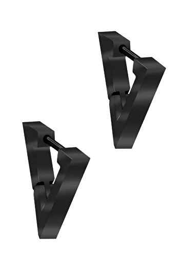 LABALABA Men's Black Color Triangle Model Steel Earrings
