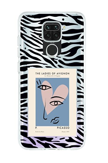 mooodcase Xiaomi Redmi Note 9 Compatible Picasso the Ladies of Avignon Patterned Premium Transparent Silicone Case
