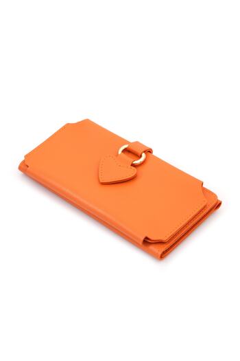 Womancraft Women's Wallet with Soft Leather Buckle and Multiple Compartments Orange Women's Wallet with Card Holder and Phone Compartment