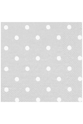 Roll-Up منديل ورقي منقط فضي من كيكجوي 20 قطعة - 33x33 سم