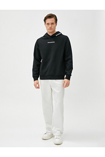 Koton Μακρυμάνικο με κουκούλα Slogan Printed Raised Sweat