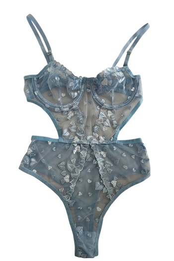 Eka Women's Blue Embroidery Bodysuit 1036-A123