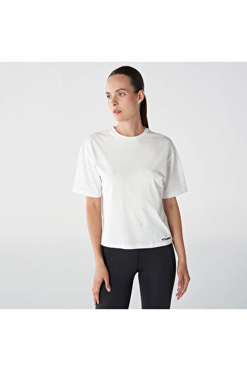 hummel T-mt Ultra Boxy Short γυναικείο λευκό μπλουζάκι με στρογγυλή λαιμόκοψη