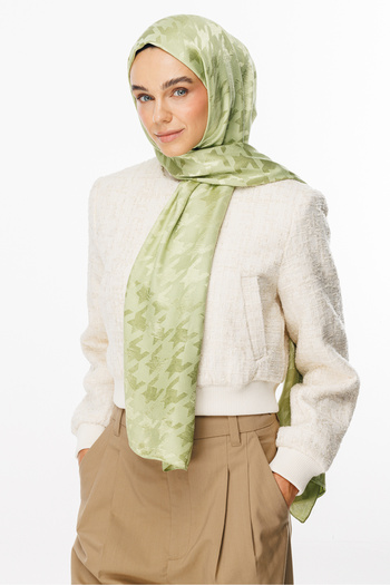 Mooncorn Pistachio Green Houndstooth Pattern Shiny Jacquard Shawl
