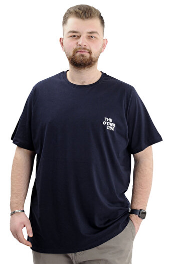 ModeXL Ανδρικό μπλουζάκι King Size - Mode XL, Crew Neck, εμπριμέ THE OTHER SIDE U24039 Navy